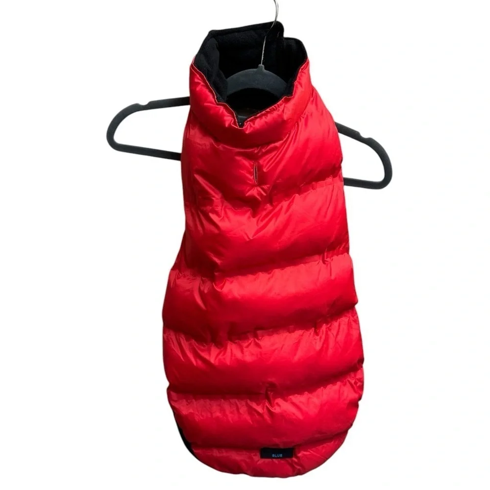 HOTEL DOGGY BLUE Perfect Puffer red dog jacket parka coat Velcro closure cozy